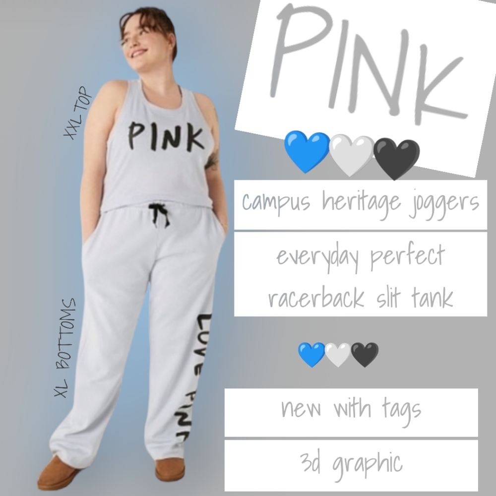 💕•VS Pink•Complete Outfit•Heritage Sweatpants & Knit Racerback Perfect Tank Top